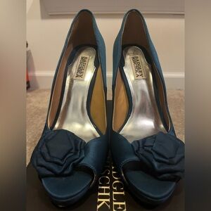 Badgley Mischka Frank Teal Peep-Toe Heels  - Size 8